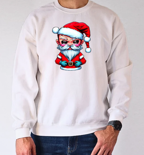 Angry Santa Claus Cartoon Character Holding a Cup T-Shirt Unisex Sweatshirt