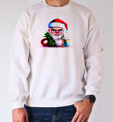 Angry Santa Claus with Coffee Cup T-Shirt Unisex Sweatshirt