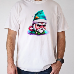 Black and White Cartoon Gnome Wearing Elf Hat T-Shirt Classic Men's T-shirt