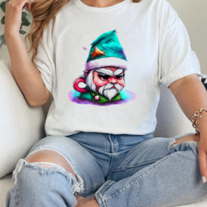 Black and White Cartoon Gnome Wearing Elf Hat T-Shirt Classic Women's T-shirt