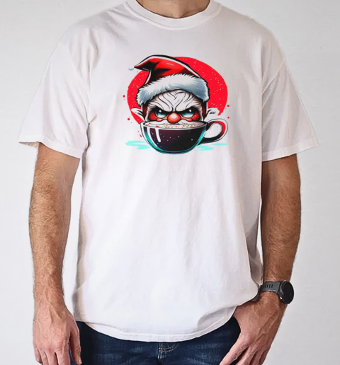 Cartoon Character Enjoying Hot Cocoa in a Santa Hat T-Shirt Classic Men's T-shirt