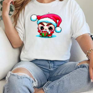 Cartoon Character Wearing Santa Claus Hat Drinking Iced Coffee T-Shirt Classic Women's T-shirt