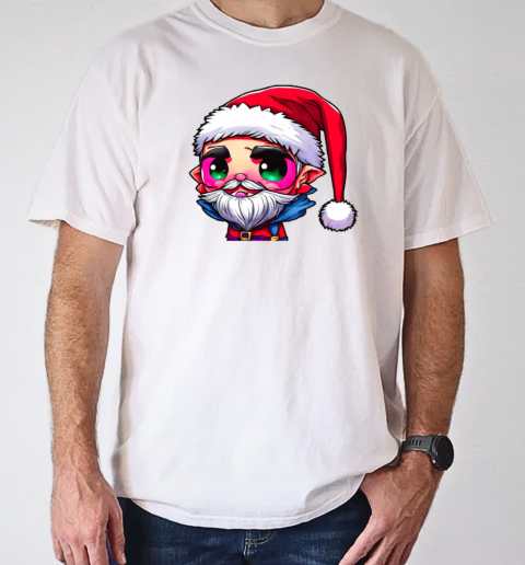 Cartoon Character Wearing Santa Claus Hat with Green Eyes and Red Beard T-Shirt Classic Men's T-shirt