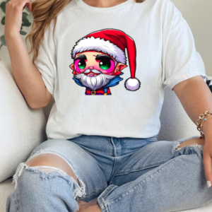 Cartoon Character Wearing Santa Claus Hat with Green Eyes and Red Beard T-Shirt Classic Women's T-shirt