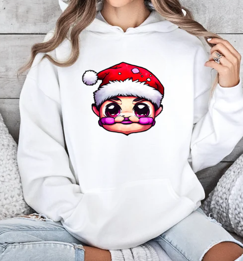 Cartoon Character in Santa Claus Hat with a Big Smile T-Shirt Unisex Hoodie