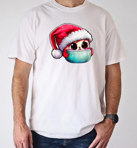 Cartoon Character in Santa Hat Sitting in a Bowl T-Shirt Classic Men's T-shirt