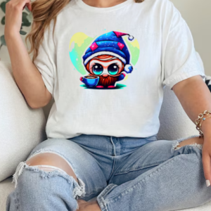 Cartoon Character with Elf Hat and Coffee T-Shirt Classic Women's T-shirt