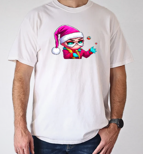 Cartoon Character with Santa Claus Hat and Colorful Balls T-Shirt Classic Men's T-shirt