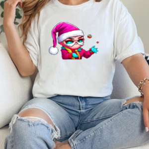 Cartoon Character with Santa Claus Hat and Colorful Balls T-Shirt Classic Women's T-shirt