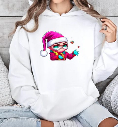 Cartoon Character with Santa Claus Hat and Colorful Balls T-Shirt Unisex Hoodie