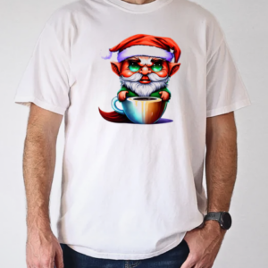 Cartoon Elf in Coffee Cup T-Shirt Classic Men's T-shirt