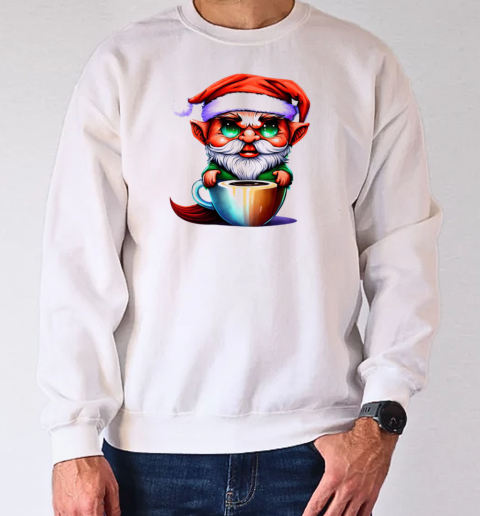 Cartoon Elf in Coffee Cup T-Shirt Unisex Sweatshirt