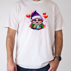 Cartoon Gnome with Colorful Balloons Illustration T-Shirt Classic Men's T-shirt