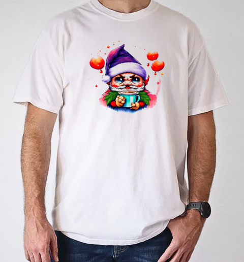 Cartoon Gnome with Colorful Balloons Illustration T-Shirt Classic Men's T-shirt