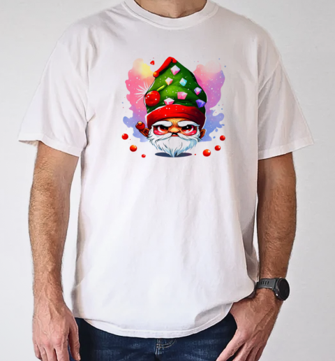 Cartoon Gnome with Elf Hat and Candy Decorations T-Shirt Classic Men's T-shirt