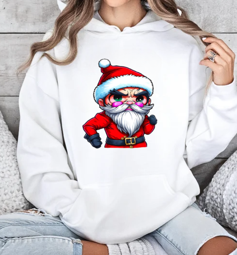 Cartoon Santa Claus Character with Angry Expression T-Shirt Unisex Hoodie