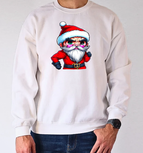 Cartoon Santa Claus Character with Angry Expression T-Shirt Unisex Sweatshirt