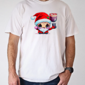 Cartoon Santa Claus Character with Cups of Liquid T-Shirt Classic Men's T-shirt