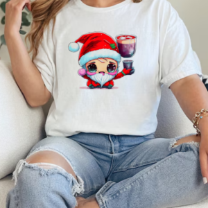 Cartoon Santa Claus Character with Cups of Liquid T-Shirt Classic Women's T-shirt