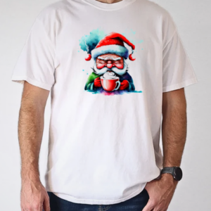 Cartoon Santa Claus Drinking Coffee T-Shirt Classic Men's T-shirt