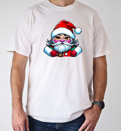 Cartoon Santa Claus holding a coffee cup T-Shirt Classic Men's T-shirt