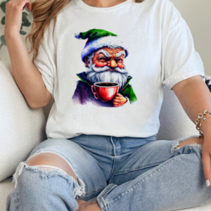 Cartoon Santa Claus holding a cup of coffee T-Shirt Classic Women's T-shirt