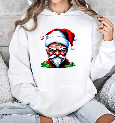 Cartoon Santa Claus with Coffee Cup T-Shirt Unisex Hoodie