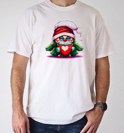 Cartoon Santa Claus with Coffee Mug T-Shirt Classic Men's T-shirt