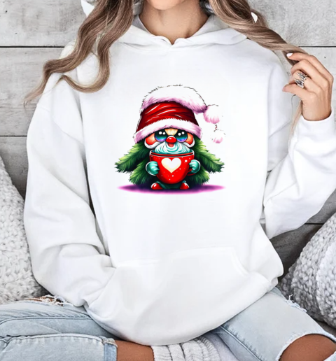 Cartoon Santa Claus with Coffee Mug T-Shirt Unisex Hoodie