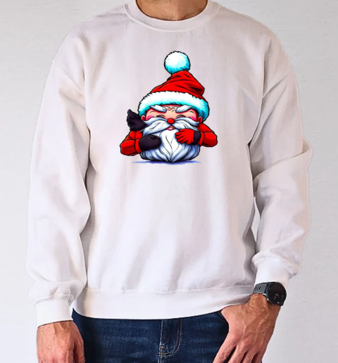 Cartoon Santa Claus with Reindeer T-Shirt Unisex Sweatshirt