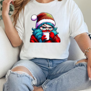 Cartoon Santa Claus with a Coffee Cup T-Shirt Classic Women's T-shirt