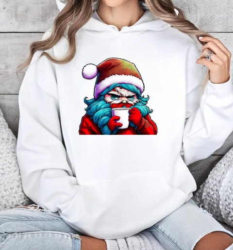 Cartoon Santa Claus with a Coffee Cup T-Shirt Unisex Hoodie