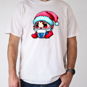 Cartoon Santa with Red Hat and Blue Beard Drinking from Empty Glass T-Shirt Classic Men's T-shirt