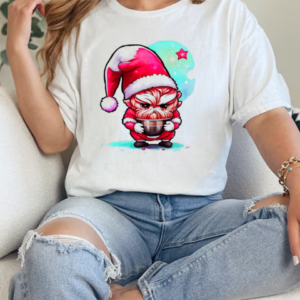 Cartoon character wearing Santa Claus and drinking coffee T-Shirt Classic Women's T-shirt