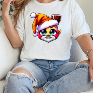 Cartoon character wearing Santa Claus hat and holding mug of hot chocolate T-Shirt Classic Women's T-shirt