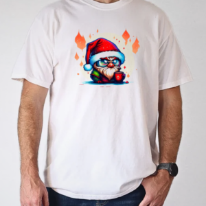 Cartoon character wearing Santa hat and glasses with a red cup T-Shirt Classic Men's T-shirt