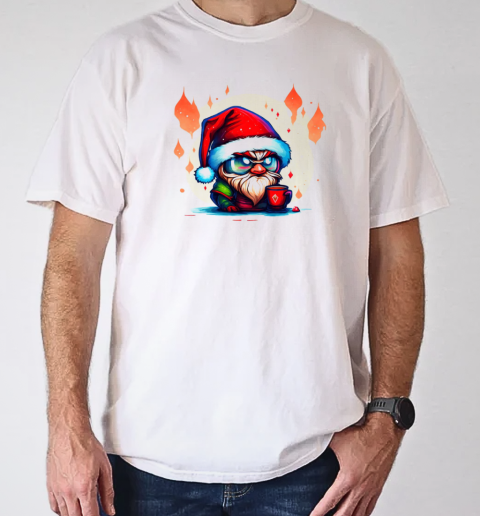 Cartoon character wearing Santa hat and glasses with a red cup T-Shirt Classic Men's T-shirt