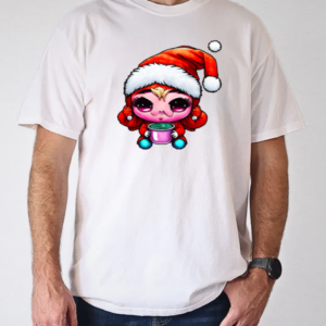 Cartoon character wearing santa claus hat and drinking coffee T-Shirt Classic Men's T-shirt