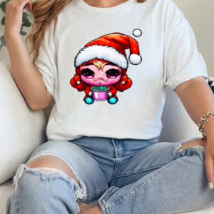 Cartoon character wearing santa claus hat and drinking coffee T-Shirt Classic Women's T-shirt