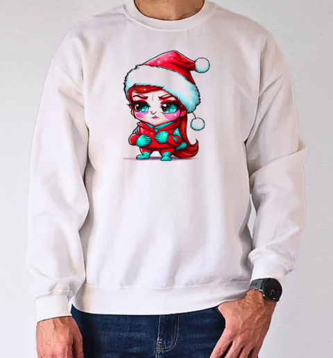 Cartoon girl dressed as Santa Claus T-Shirt Unisex Sweatshirt