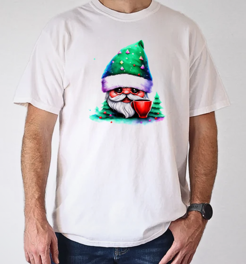 Cartoon gnome with red cup in front of trees T-Shirt Classic Men's T-shirt