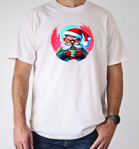 Cartoon illustration of Santa Claus with a cup of coffee T-Shirt Classic Men's T-shirt