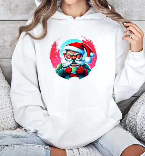 Cartoon illustration of Santa Claus with a cup of coffee T-Shirt Unisex Hoodie