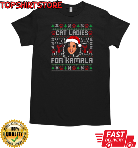 Cat Ladies For Kamala Santa Ugly Christmas 2024 T-Shirt Classic Men's T-shirt