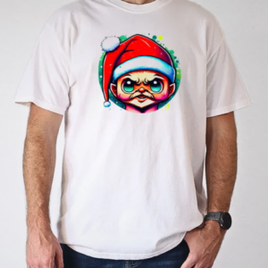 Colorful Drawing of an Attractive Young Man with Santa Hat and Mustache T-Shirt Classic Men's T-shirt