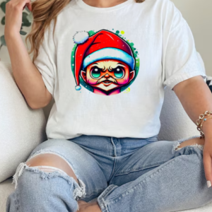 Colorful Drawing of an Attractive Young Man with Santa Hat and Mustache T-Shirt Classic Women's T-shirt