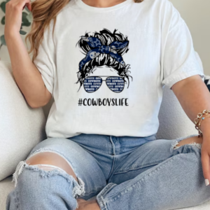 Cowboys Life Dallas Cowboys Messy Bun Girl With Headband And Glasses for Football Lover T-Shirt Classic Women's T-shirt