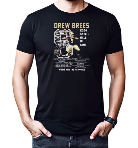 Drew Brees 2024 Saints Hall Of Fame Thanks For The Memories Signature T-Shirt Classic Men's T-shirt