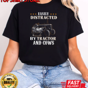 Easily Distracted By Tractor And Cow T-Shirt Classic Women's T-shirt