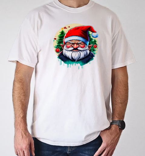 Festive Santa Claus Drawing with Angry Face and Red Beard T-Shirt Classic Men's T-shirt